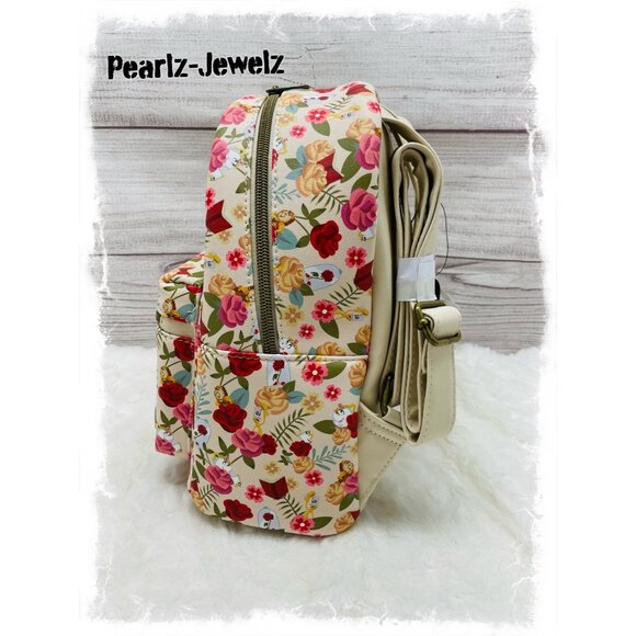 Loungefly Disney Beauty & Beast Belle Flowers Characters Floral Rose Backpack main image 5